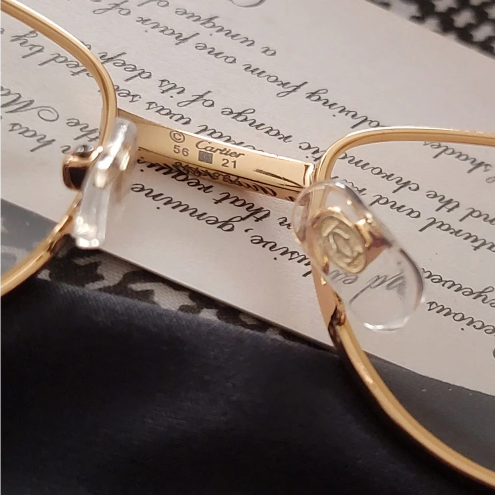 Cartier Gold and Brown Metal Eyeglasses - Picture 7 of 11